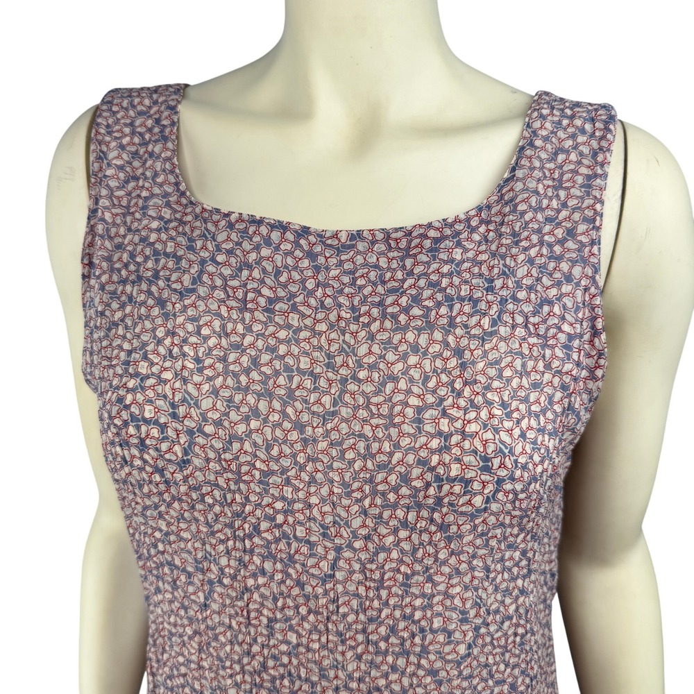 Double D Ranch Womens Blue Red‎ Floral Viscose Sleeveless Tank Top Size Medium - Picture 3 of 8